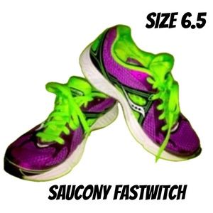SAUCONY FASTWITCH WOMENS RUNNERS/SNEAKERS SZ 6.5 LIME PURPLE WHITE